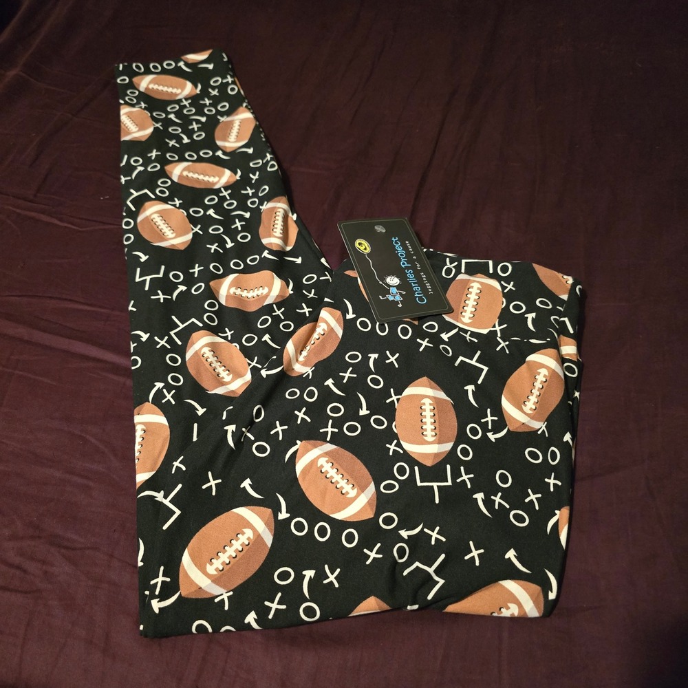 Charlies Project Leggings OS Football Women Black Athletic Game Day Playbook